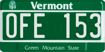 VT license plate OFE153
