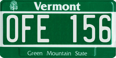 VT license plate OFE156