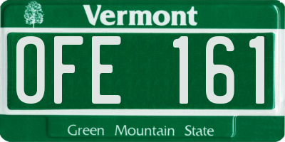 VT license plate OFE161