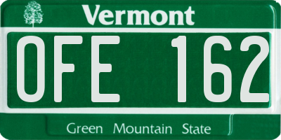 VT license plate OFE162