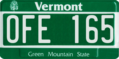 VT license plate OFE165