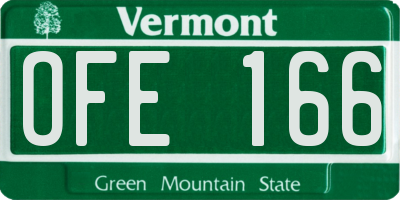 VT license plate OFE166