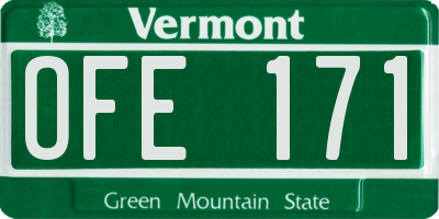 VT license plate OFE171