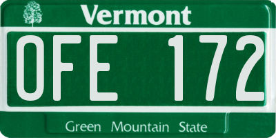 VT license plate OFE172
