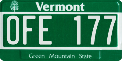 VT license plate OFE177
