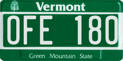 VT license plate OFE180