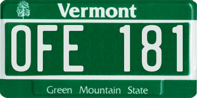 VT license plate OFE181