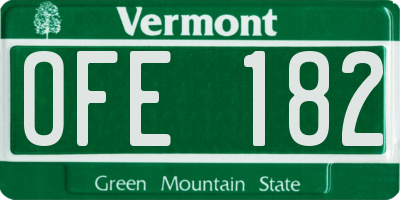 VT license plate OFE182