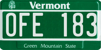 VT license plate OFE183