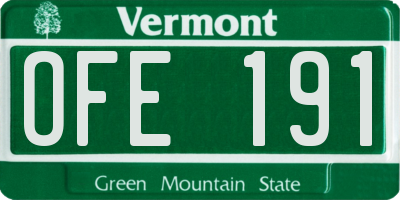 VT license plate OFE191