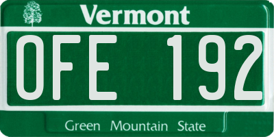 VT license plate OFE192