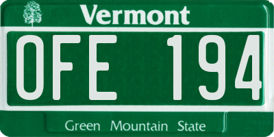 VT license plate OFE194