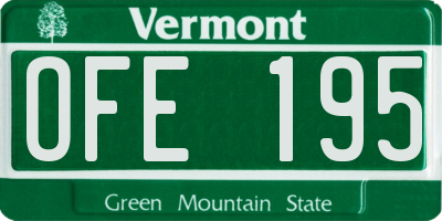 VT license plate OFE195