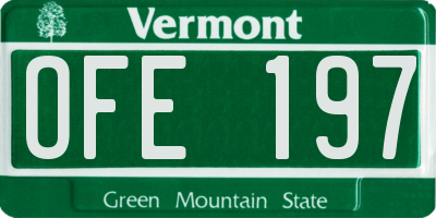 VT license plate OFE197