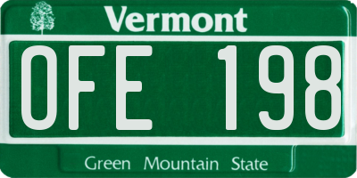 VT license plate OFE198