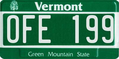 VT license plate OFE199