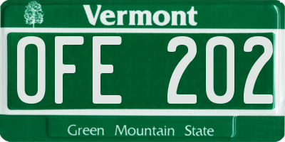 VT license plate OFE202