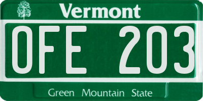 VT license plate OFE203