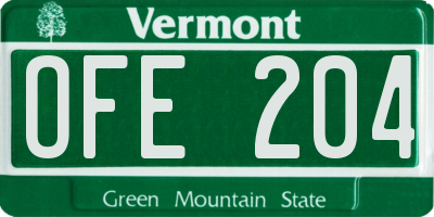 VT license plate OFE204