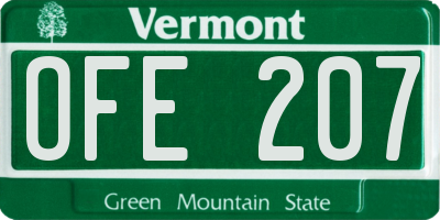 VT license plate OFE207