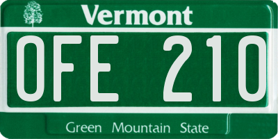 VT license plate OFE210