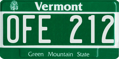 VT license plate OFE212