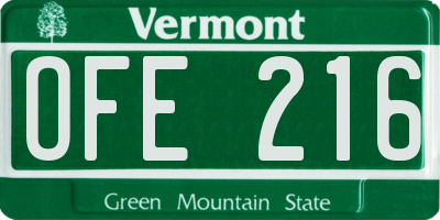 VT license plate OFE216