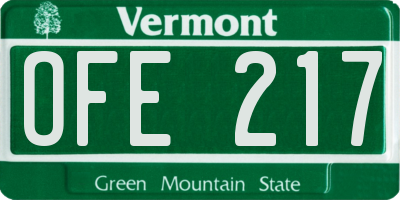 VT license plate OFE217