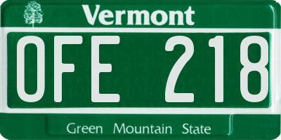 VT license plate OFE218