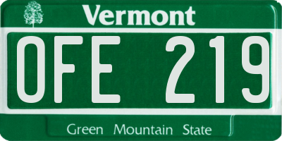 VT license plate OFE219