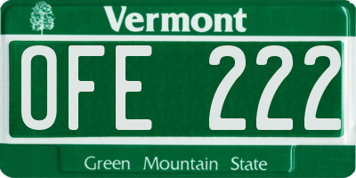 VT license plate OFE222