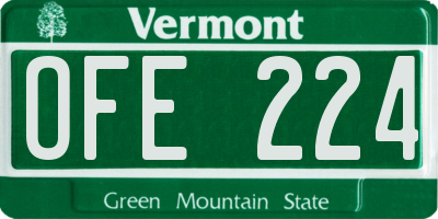 VT license plate OFE224