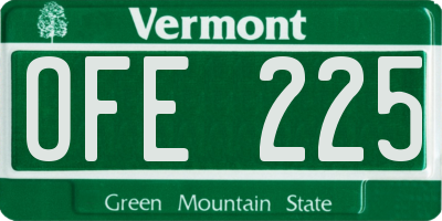 VT license plate OFE225