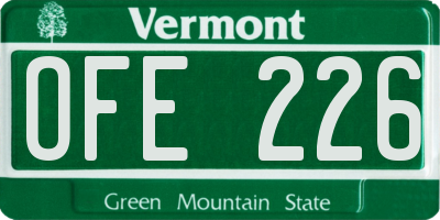 VT license plate OFE226