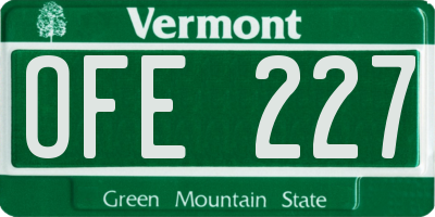 VT license plate OFE227