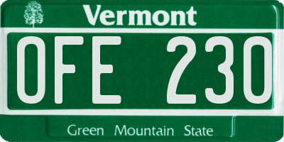 VT license plate OFE230