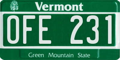VT license plate OFE231