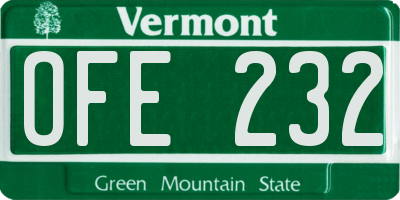 VT license plate OFE232