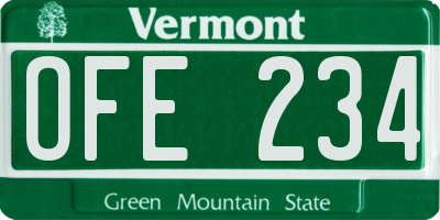 VT license plate OFE234
