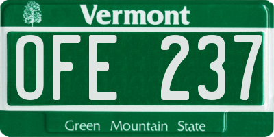 VT license plate OFE237