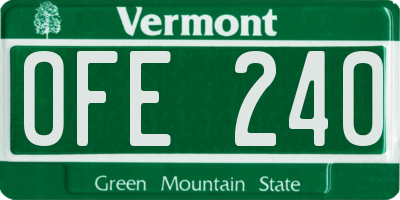 VT license plate OFE240