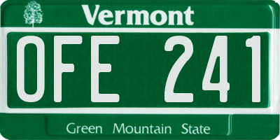 VT license plate OFE241