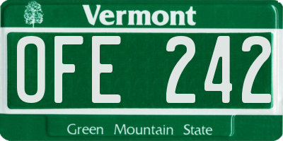 VT license plate OFE242
