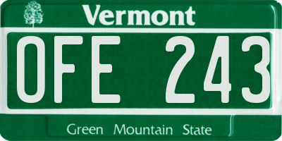 VT license plate OFE243