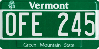 VT license plate OFE245