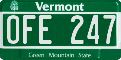 VT license plate OFE247