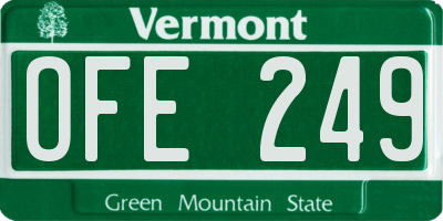 VT license plate OFE249