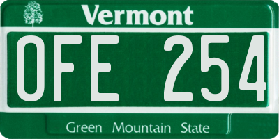 VT license plate OFE254