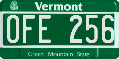 VT license plate OFE256