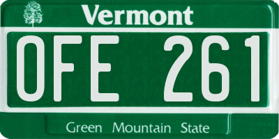 VT license plate OFE261